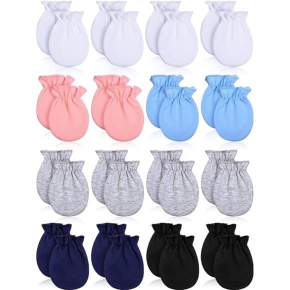 16 Pairs Newborn Baby Mittens Cotton Gloves Infant Toddler No Scratch Mittens